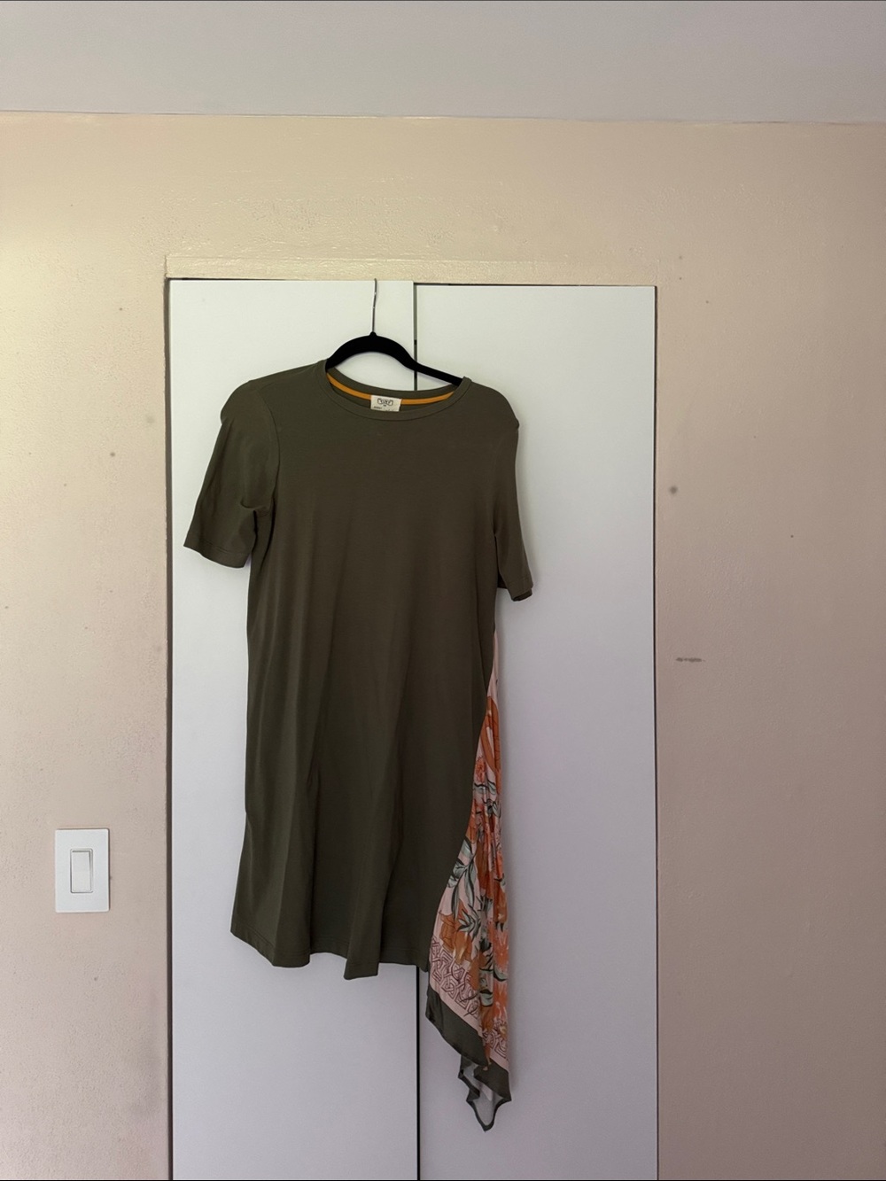 Anthropologie Olive Green Tee with Mustard Trim